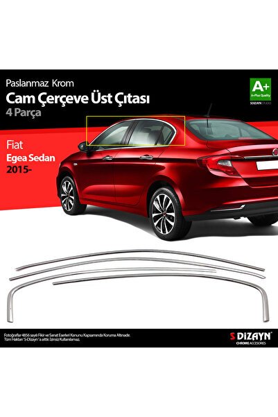 S-Dizayn Fiat Egea SD Krom Cam Üst Çıtası 4 Prç. 2015-2020