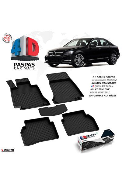 S-Dizayn Mercedes C Serisi W204 4D Havuzlu Paspas 2007-2014 A+ Kalite 4DS-96216