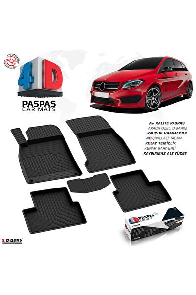 S-Dizayn Mercedes B Serisi W246 4D Havuzlu Paspas 2012-2018 A+Kalite 4DS-86079-A