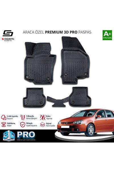 S-Dizayn VW Golf 5 3D Pro Havuzlu Paspas 2004-2008 A+ Kalite