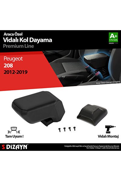 S-Dizayn Peugeot 208 ABS Vidalı Kol Dayama Kolçak Siyah 2012-2019 A+Kalite KLC-VD-SY-6920