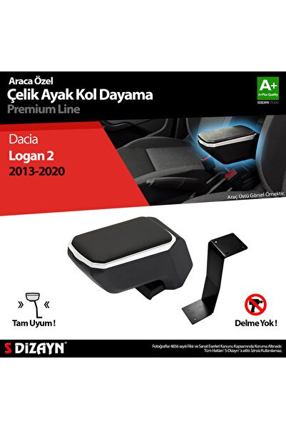 S-Dizayn Dacia Logan Kol Dayama Kolçak Çelik Ayaklı ABS Gri 2013-2020 A+Kalite KLC-CA-GR-5606-K1