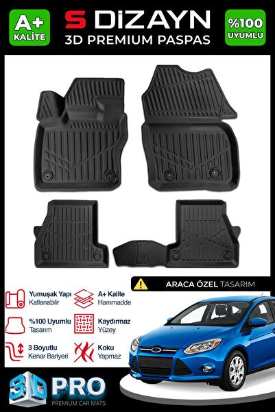 S-Dizayn Ford Focus 3 3D Pro Havuzlu Paspas 2011-2014 A+ Kalite 3DS-SDZ230