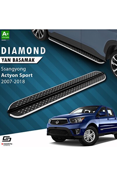 S-Dizayn Ssangyong Actyon Sports Diamond Krom Yan Basamak 203 Cm 2007-2018 A+ Kalite