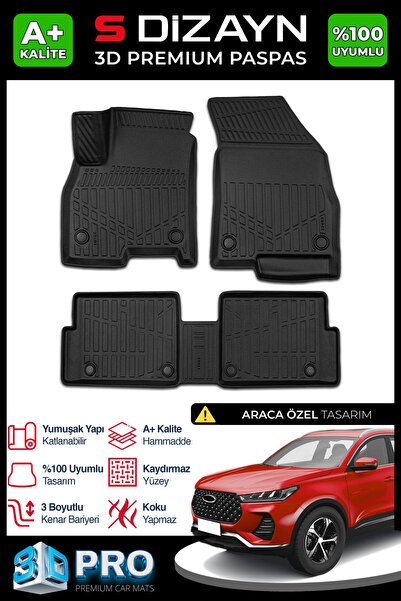 S-Dizayn Chery Tiggo 7 Pro 3D Pro Havuzlu Paspas 2022-2025 A+ Kalite 3DS-SDZ003