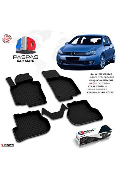 S-Dizayn VW Golf 6 4D Havuzlu Paspas 2010-2013 A+Kalite 4DS-82293-B