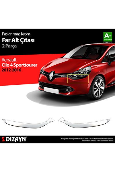 S-Dizayn Renault Clio 4 Sporttourer Krom Far Alt Çıtası 2 Prç. 2012-2016 7014088