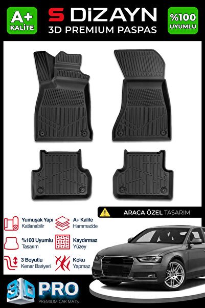 S-Dizayn Audi A4 3D Pro Havuzlu Paspas 2011-2016 A+ Kalite 3DS-SDZ244