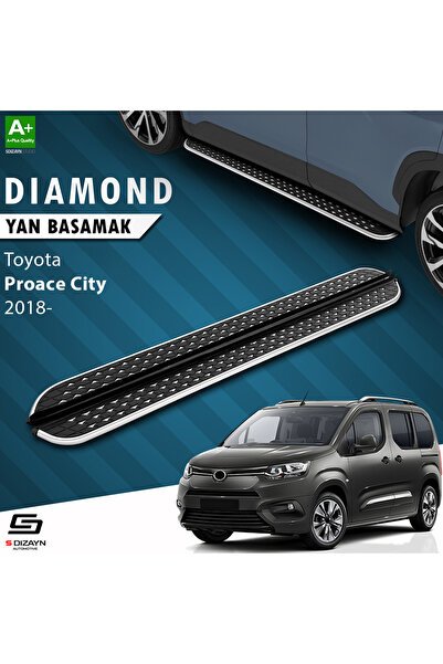 S-Dizayn Toyota Proace City Kısa Şase Diamond Krom Yan Basamak 203 Cm 2018 Üzeri A+ Kalite