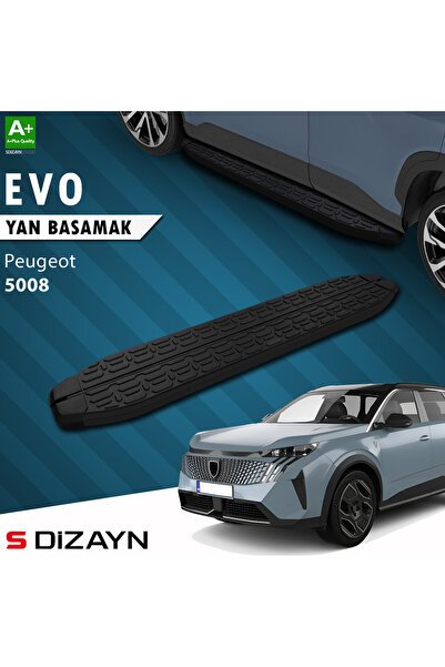 S-Dizayn Peugeot 5008 3 Elektrikli Evo Siyah Yan Basamak 203 Cm 2024 Üzeri A+ Kalite PE-583-ELK-YBS-
