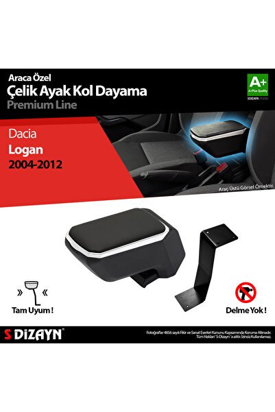 S-Dizayn Dacia Logan Kol Dayama Kolçak Çelik Ayaklı ABS Gri 2004-2012 A+Kalite KLC-CA-GR-5602-K1