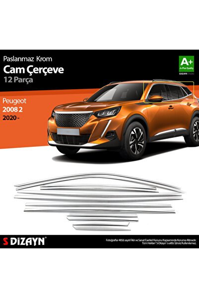S-Dizayn Peugeot 2008 2 Krom Cam Çerçevesi 12 Prç 2020-2023 A+ Kalite