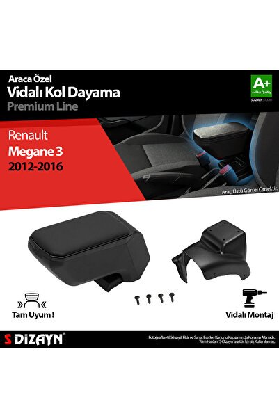 S-Dizayn Renault Megane 3 ABS Vidalı Kol Dayama Kolçak Siyah 2012-2016 A+Kalite KLC-VD-SY-7013
