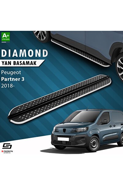 S-Dizayn Peugeot Partner 3 Diamond Krom Yan Basamak 203 Cm 2018 Üzeri A+ Kalite
