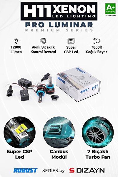 S-Dizayn Pro Luminar H11 Led Xenon / 60W / 12000LM / 7000K A+ Kalite RLX1051