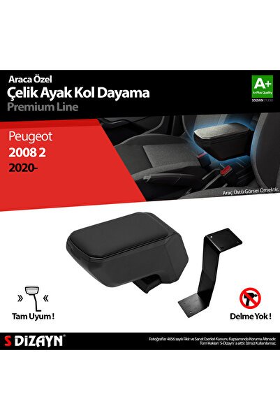 S-Dizayn Peugeot 2008 Kol Dayama Kolçak Çelik Ayaklı ABS Siyah 2020-2023 A+Kalite KLC-CA-SY-6922-K14