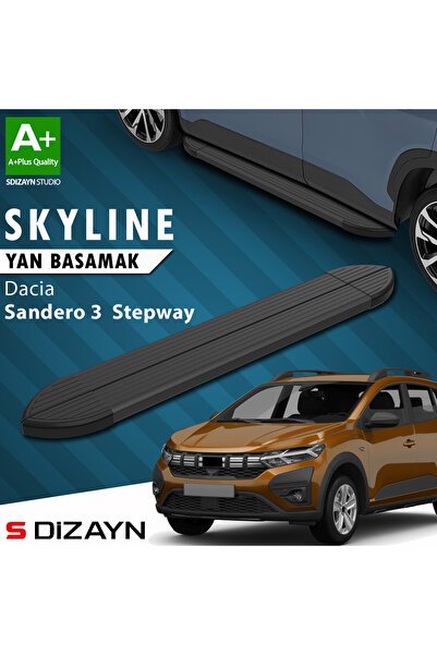 Dacia Sandero 3 Stepway Skyline Siyah Yan Basamak 183 Cm 2020 Üzeri A+ Kalite DC-SD3-STW-YBS-SKY-SA-