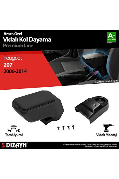 S-Dizayn Peugeot 207 ABS Vidalı Kol Dayama Kolçak Siyah 2006-2014 A+Kalite KLC-VD-SY-6904
