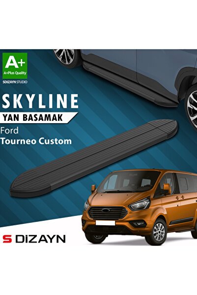 Ford Tourneo Custom Kısa Şase Skyline Siyah Yan Basamak 203 Cm 2012-2023 A+ Kalite FO-TC1-KS-YBS-SKY