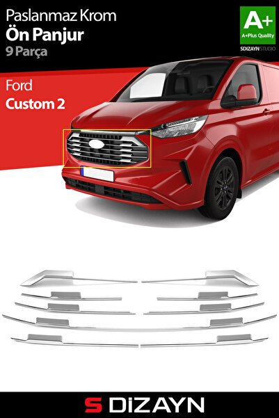 S-Dizayn Ford Tourneo Custom 2 Krom Ön Panjur 9 Prç. 2023 Üzeri A+ Kalite 5932180