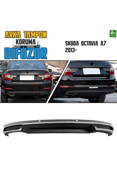 S-Dizayn Skoda Octavia A7 Arka Tampon Koruma Difüzör Egzozlu OEM Stil 2013-2020 A+ Kalite SK-OA7-ADE