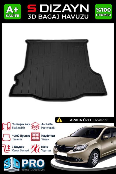 S-Dizayn Renault Symbol 3D Pro Bagaj Havuzu 2013 Üzeri A+ Kalite 3BH-SDZ204