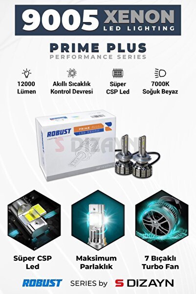 S-Dizayn Prime Plus 9006 Led Xenon / 45W / 12000 LM / 7000K A+ Kalite RLX2002