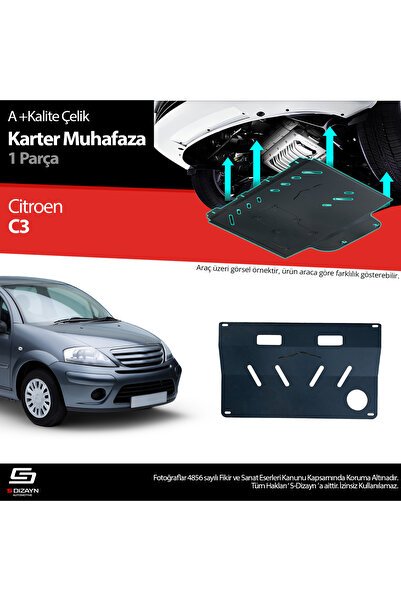 S-Dizayn Citroen C3 Çelik Karter Muhafaza Koruma 2002-2008 A+ Kalite CI-C3-CKM