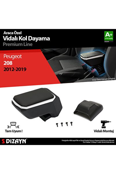 S-Dizayn Peugeot 208 ABS Vidalı Kol Dayama Kolçak Gri 2012-2019 A+Kalite KLC-VD-GR-6920
