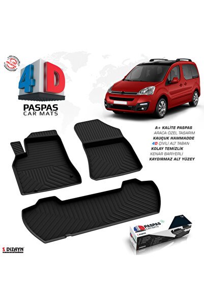 S-Dizayn Citroen Berlingo 4D Havuzlu Paspas 2008-2018 90 HP A+Kalite 4DS-96214