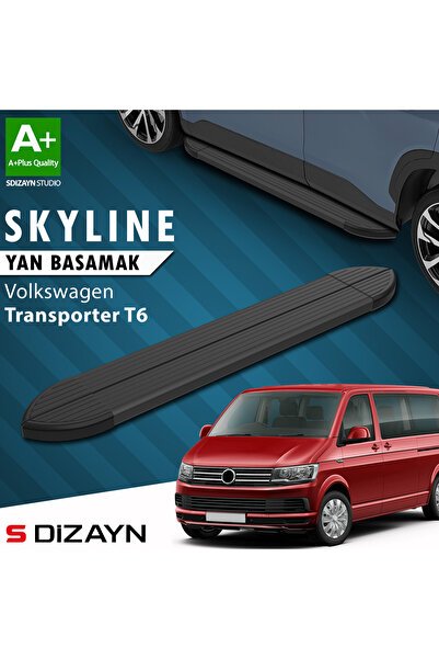 VW Transporter T6 Kısa Şase Skyline Siyah Yan Basamak 213 Cm 2015-2019 A+ Kalite VW-TT6-KS-YBS-SKY-S