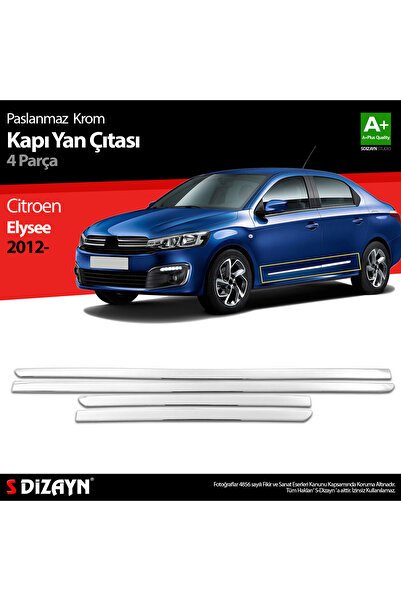 S-Dizayn Citroen Elysee Krom Kapı Yan Çıtası 4 Prç 2012-2017 5501404