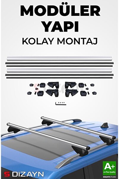 S-Dizayn Audi A4 B8 Allroad S-Bar Atlas V1 Ara Atkı Tavan Taşıyıcı Barı Gri 130 Cm 2007-2015 A+ Kali