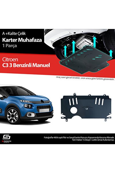 S-Dizayn Citroen C3 Benzin Manuel Vites Çelik Karter Muhafaza Koruma 2017-2023 A+ Kalite CI-C3-BD-CK