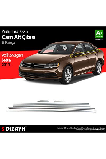 S-Dizayn VW Jetta Krom Cam Çıta 6 Prç 2011-2019 7614060