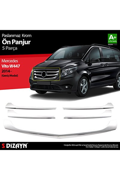 S-Dizayn Mercedes Vito W447 Krom Ön Panjur Geniş Model 5 Prç. 2014-2020 6531180