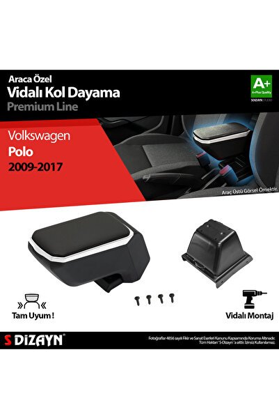 S-Dizayn VW Polo 5 ABS Vidalı Kol Dayama Kolçak Gri 2009-2017 A+Kalite KLC-VD-GR-7618