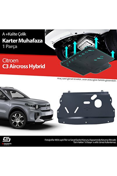 S-Dizayn Citroen C3 Aircross Hybrid 1.2 Çelik Karter Muhafaza Koruma 2024 Üzeri A+ Kalite CI-C3AH-CK