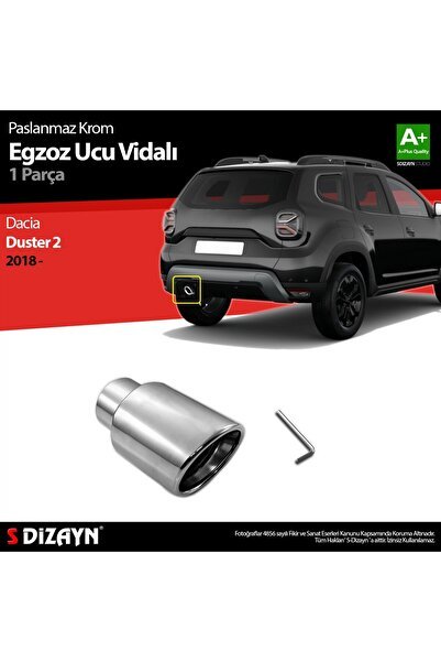 S-Dizayn Dacia Duster 2 Krom Egzoz Ucu Vidalı 55mm Çap 2018-2023