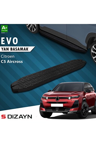 S-Dizayn Citroen E-C5 Aircross Elektrikli Evo Siyah Yan Basamak 193 Cm 2024 Üzeri A+ Kalite CI-EC5-E