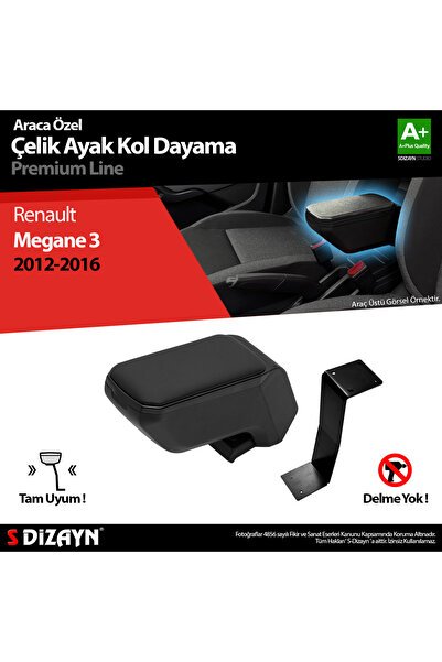 S-Dizayn Renault Megane 3 Kol Dayama Kolçak Çelik Ayaklı ABS Siyah 2012-2016 A+Kalite KLC-CA-SY-7013