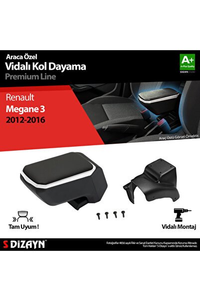S-Dizayn Renault Megane 3 ABS Vidalı Kol Dayama Kolçak Gri 2012-2016 A+Kalite KLC-VD-GR-7013