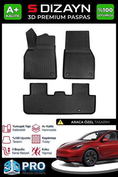 S-Dizayn Tesla Model Y Juniper 3D Pro Havuzlu Paspas 2025 Üzeri A+ Kalite 3DS-SDZ340