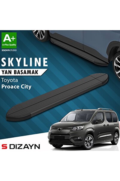 Toyota Proace City Kısa Şase Skyline Siyah Yan Basamak 203 Cm 2018 Üzeri A+ Kalite TO-PC1-KS-YBS-SKY