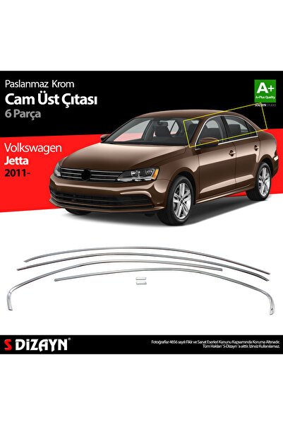S-Dizayn VW Jetta Krom Cam Üst Çıtası 6 Prç. 2011-2019