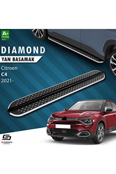 S-Dizayn Citroen C4 3 Diamond Krom Yan Basamak 183 Cm 2021 Üzeri A+ Kalite CI-C43-YBS-DKR-183