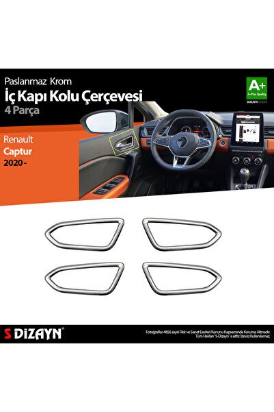 S-Dizayn Renault Captur 2 Parlak Krom İç Kapı Kolu Çerçevesi 4 Prç. 2020 Üzeri 7024560