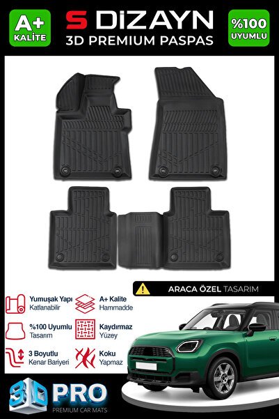 S-Dizayn Mini Countryman U25 3D Pro Havuzlu Paspas 2024 Üzeri A+ Kalite 3DS-SDZ263