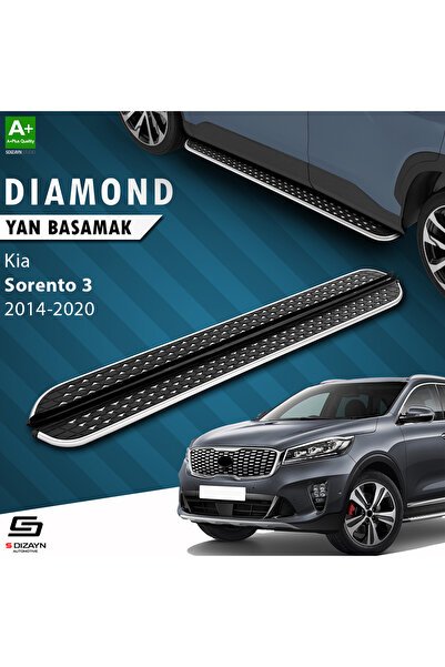 S-Dizayn Kia Sorento 3 Diamond Krom Yan Basamak 183 Cm 2014-2020 A+ Kalite KI-SO3-YBS-DKR-183