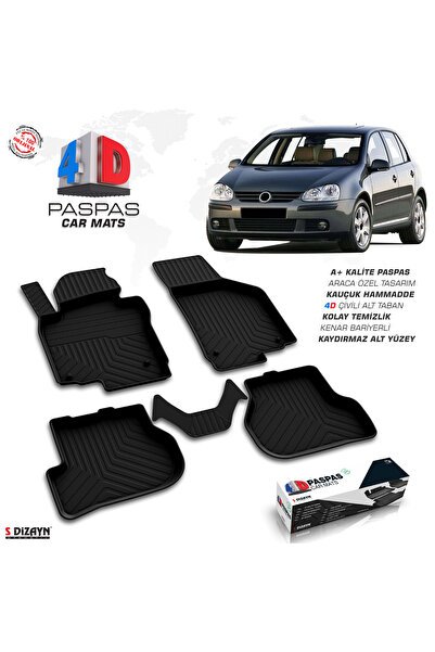 S-Dizayn VW Golf 5 4D Havuzlu Paspas 2004-2008 A+Kalite 4DS-82293-A